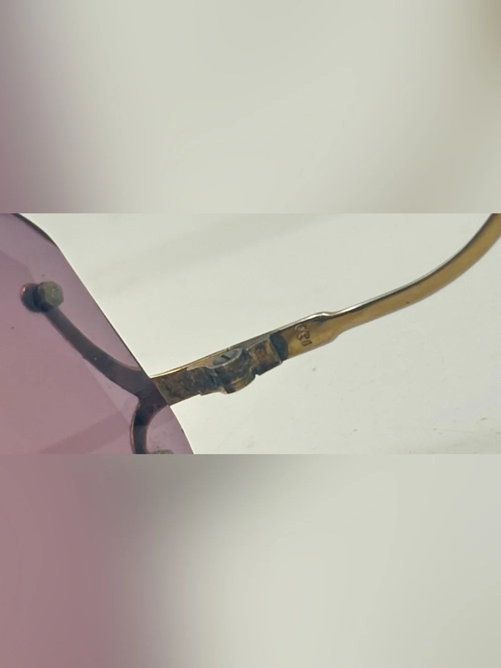 Vintage Luxottica Gold Oval Rimless Sunglasses Frames Only